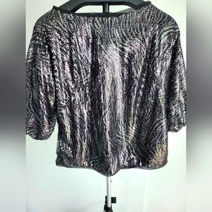 Milly sequin top black and silver size 2